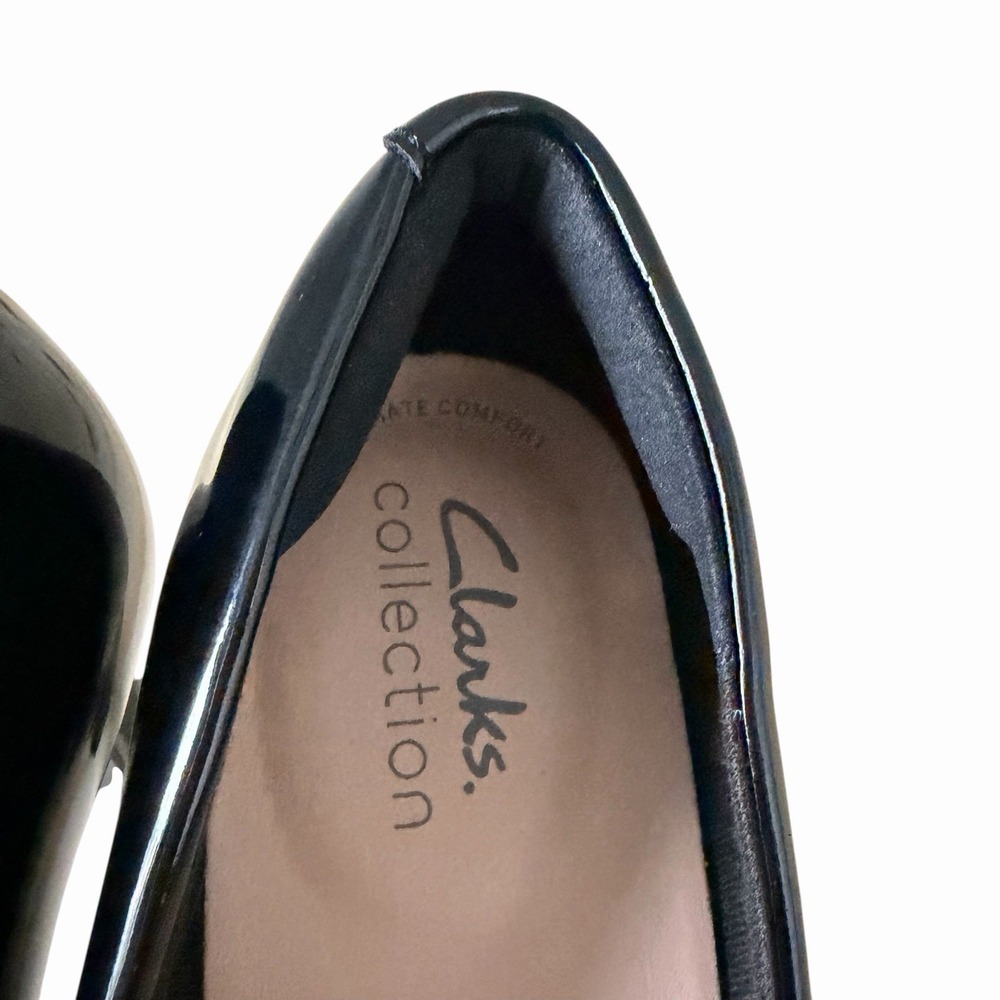 Clarks Collection Black Brier Dolly Patent Leather Heels Pumps Size 6 - Picture 9 of 10